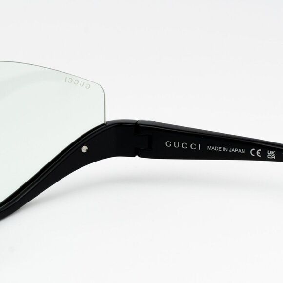 NEW Gucci GG1650S 005 Shiny Black Green Unisex Shield Mask Sunglasses - Picture 9 of 11